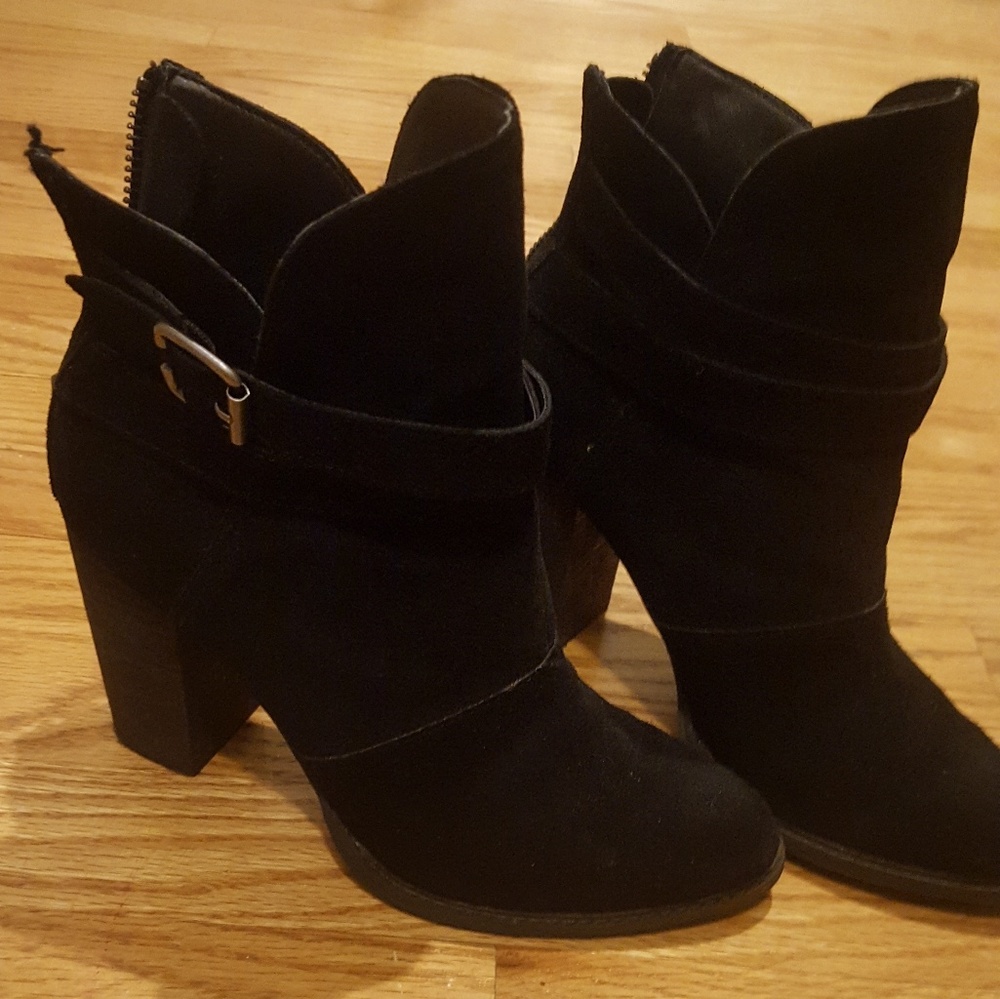 Black suede booties